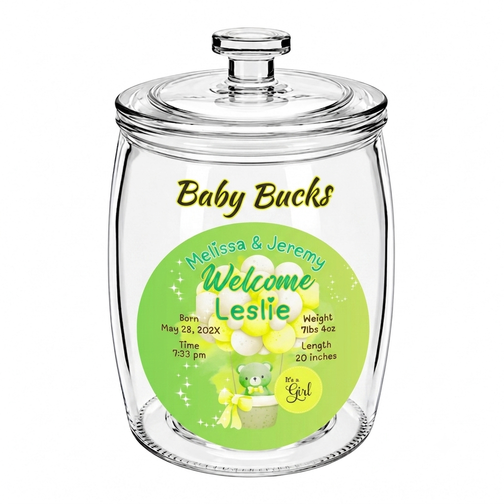 Custom Cash & Money Gift Jar Baby Bucks