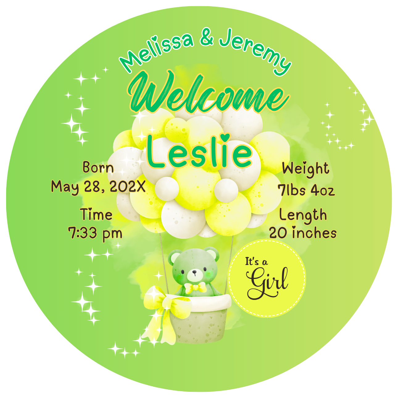 Baby Birth Announcement Buttons