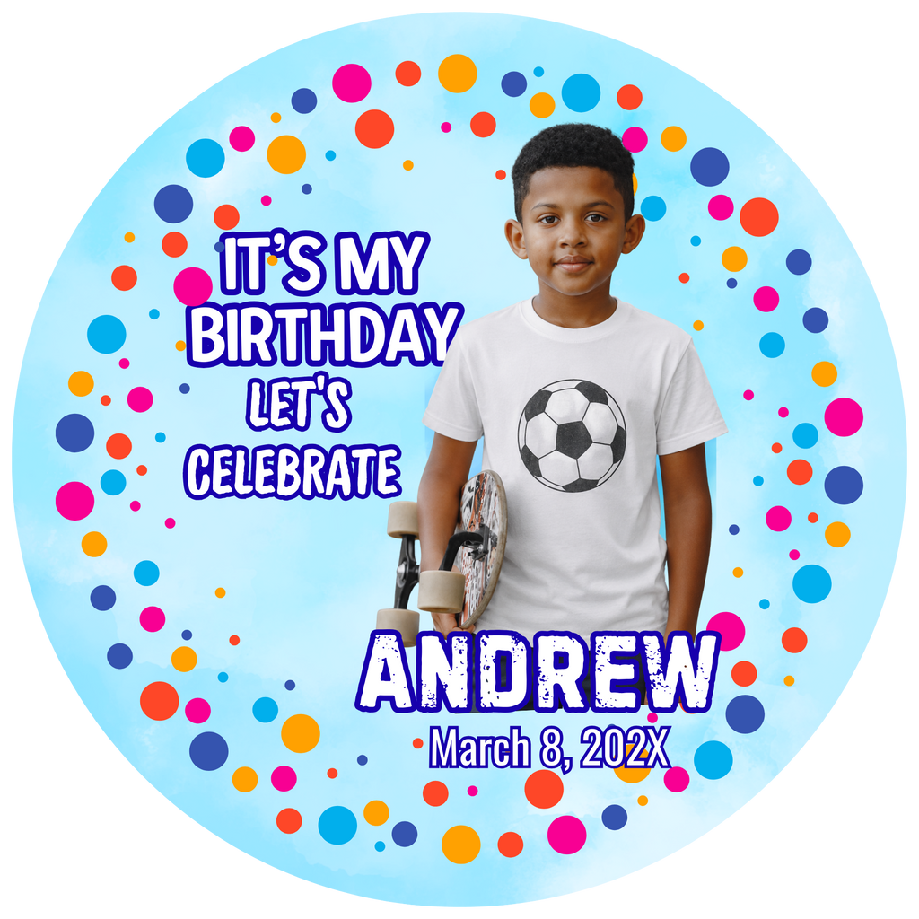 Birthday Photo Buttons Dots