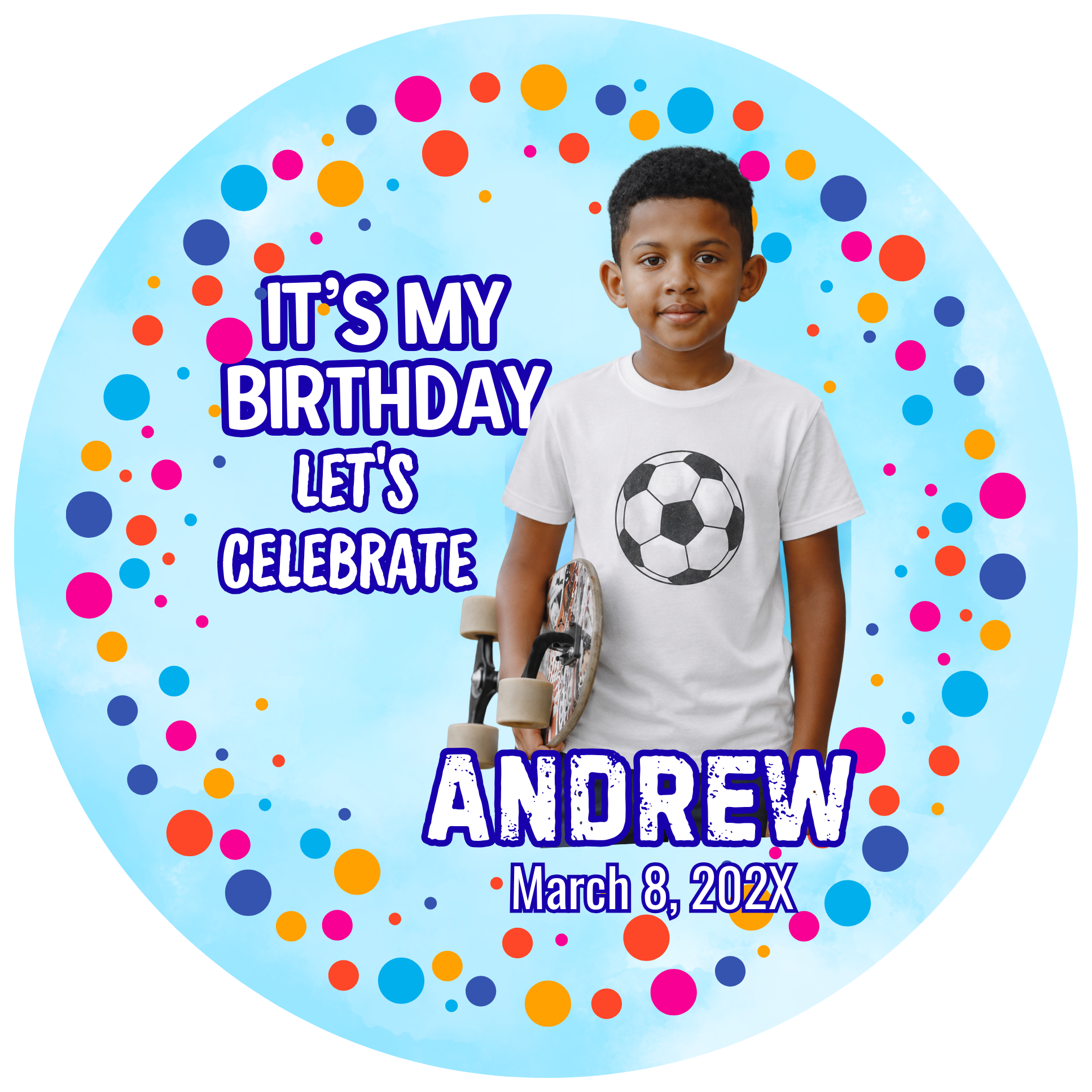 Birthday Photo Buttons Dots
