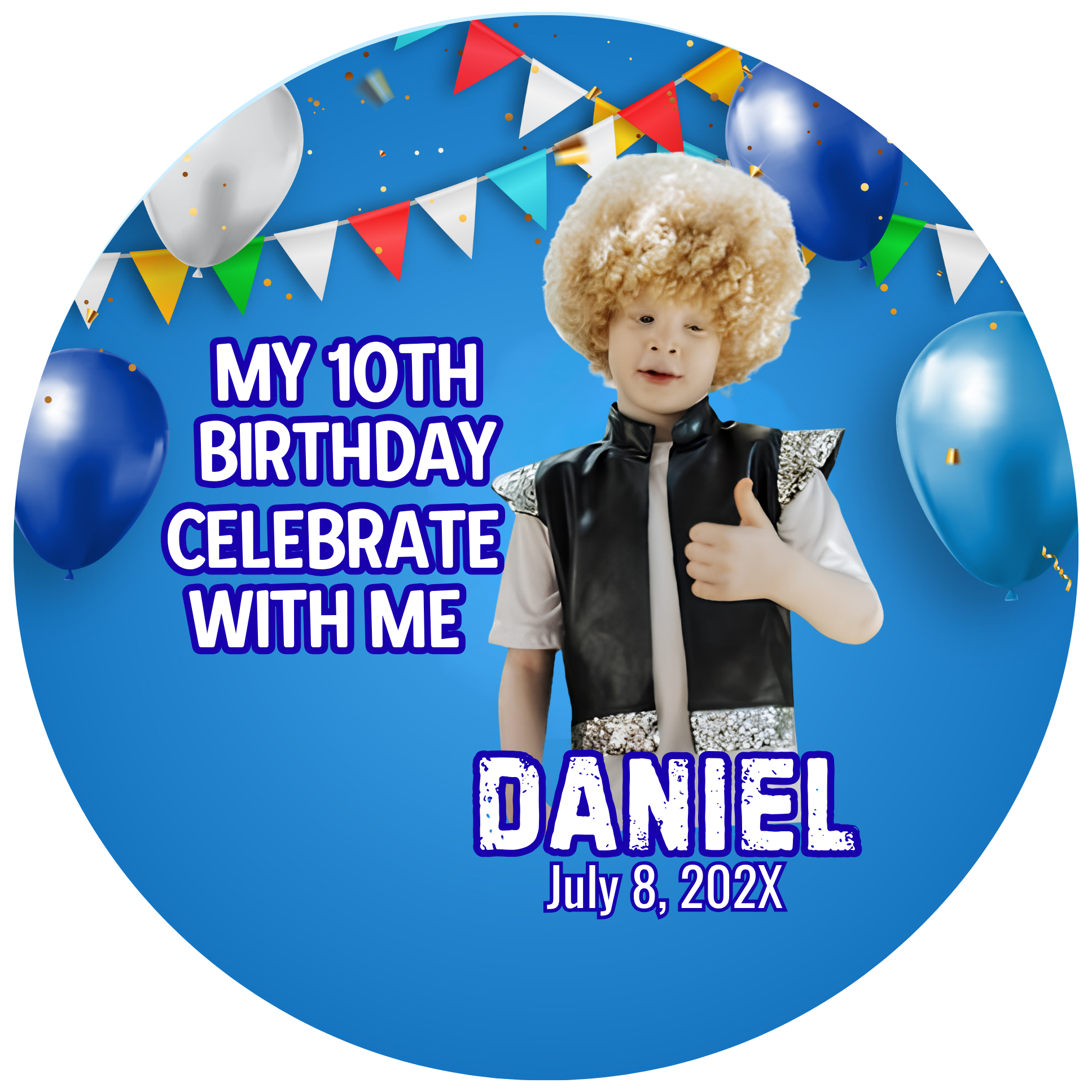 Birthday Photo Buttons Flag
