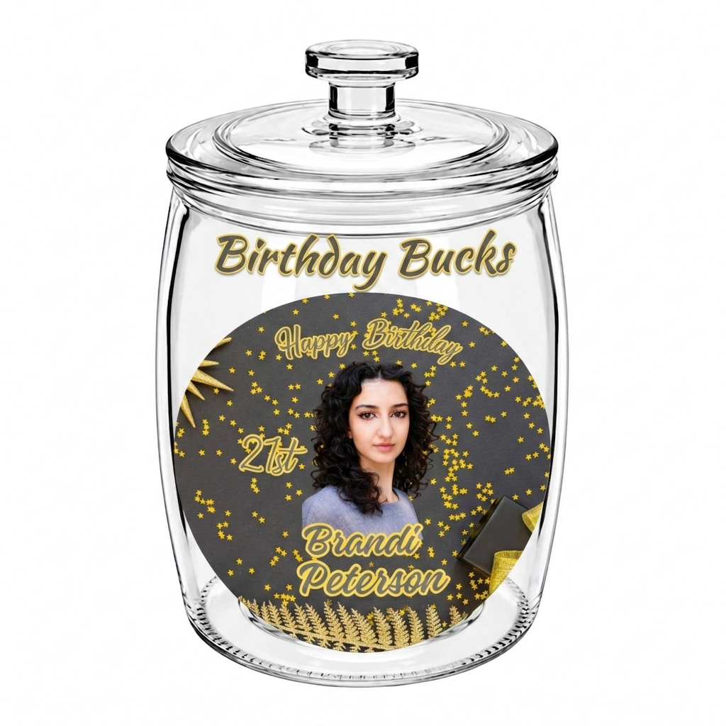 Custom Cash & Money Gift Jar Birthday Bucks