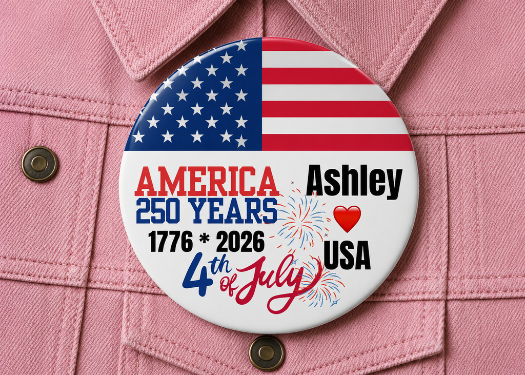 America 250 Years July 4th Button