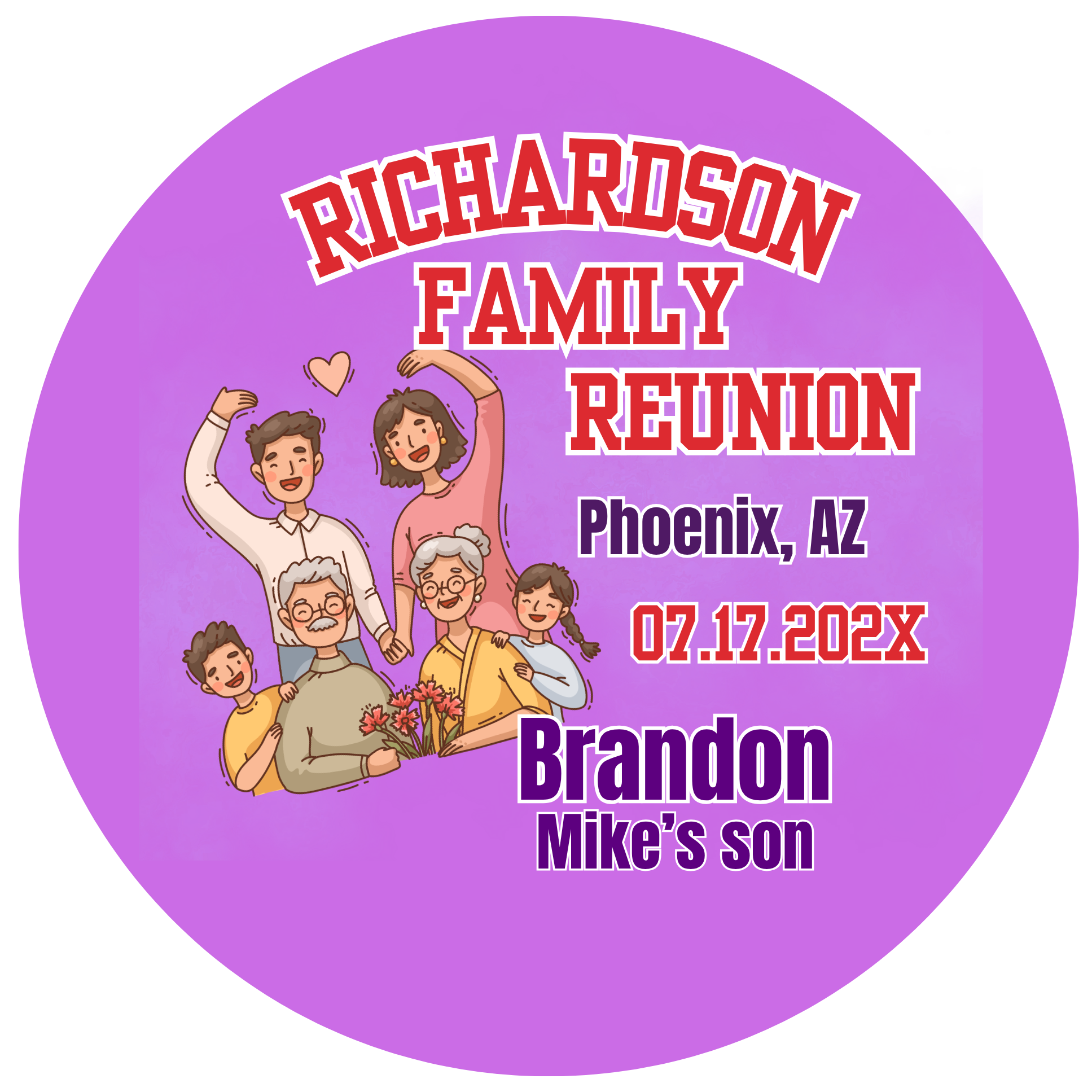 Event Photo Buttons Family Reunion