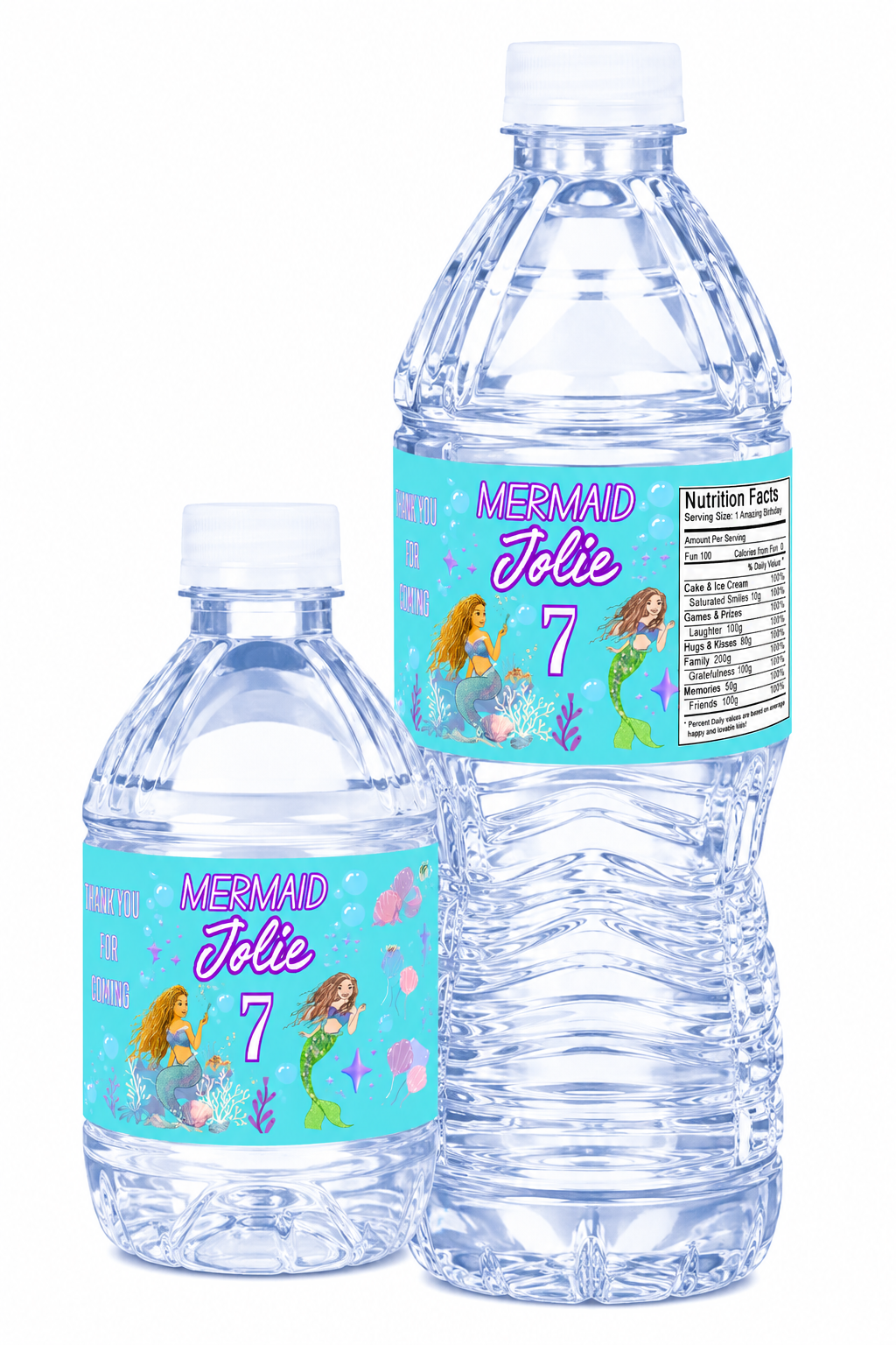 Custom Birthday Water Bottle Stickers Labels Set of 50 - Girl