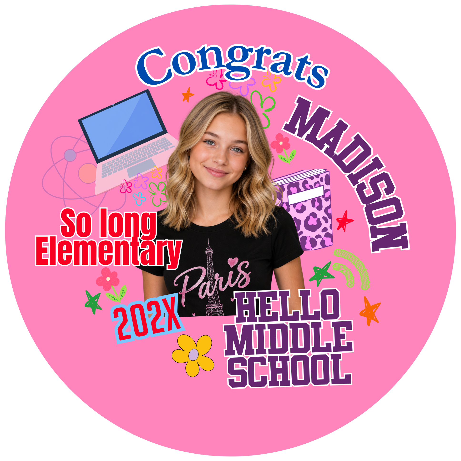 Graduation Photo Buttons Middle School
