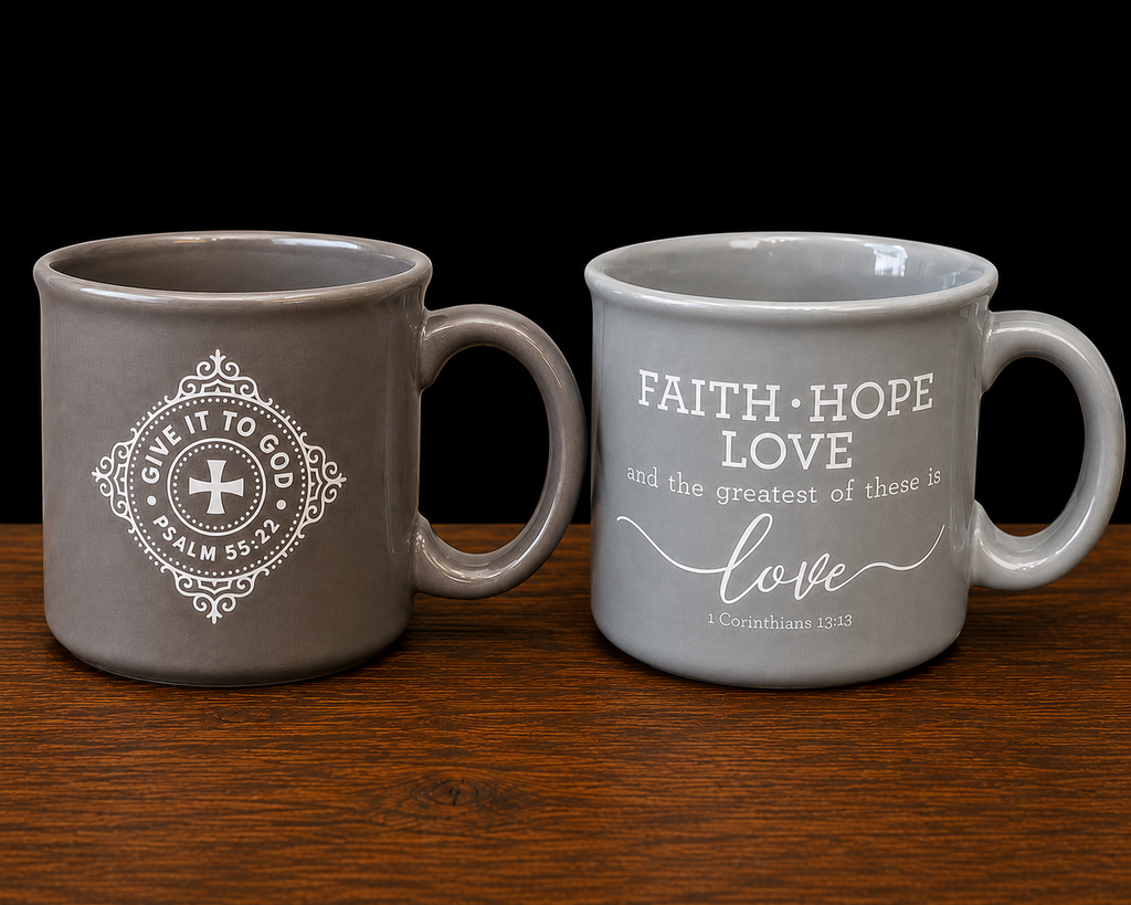 Inspirational Stoneware Mugs - Set of 2