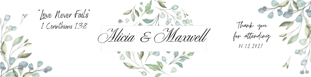 Custom Wedding Water Bottle Stickers Labels Greenery Set of 50