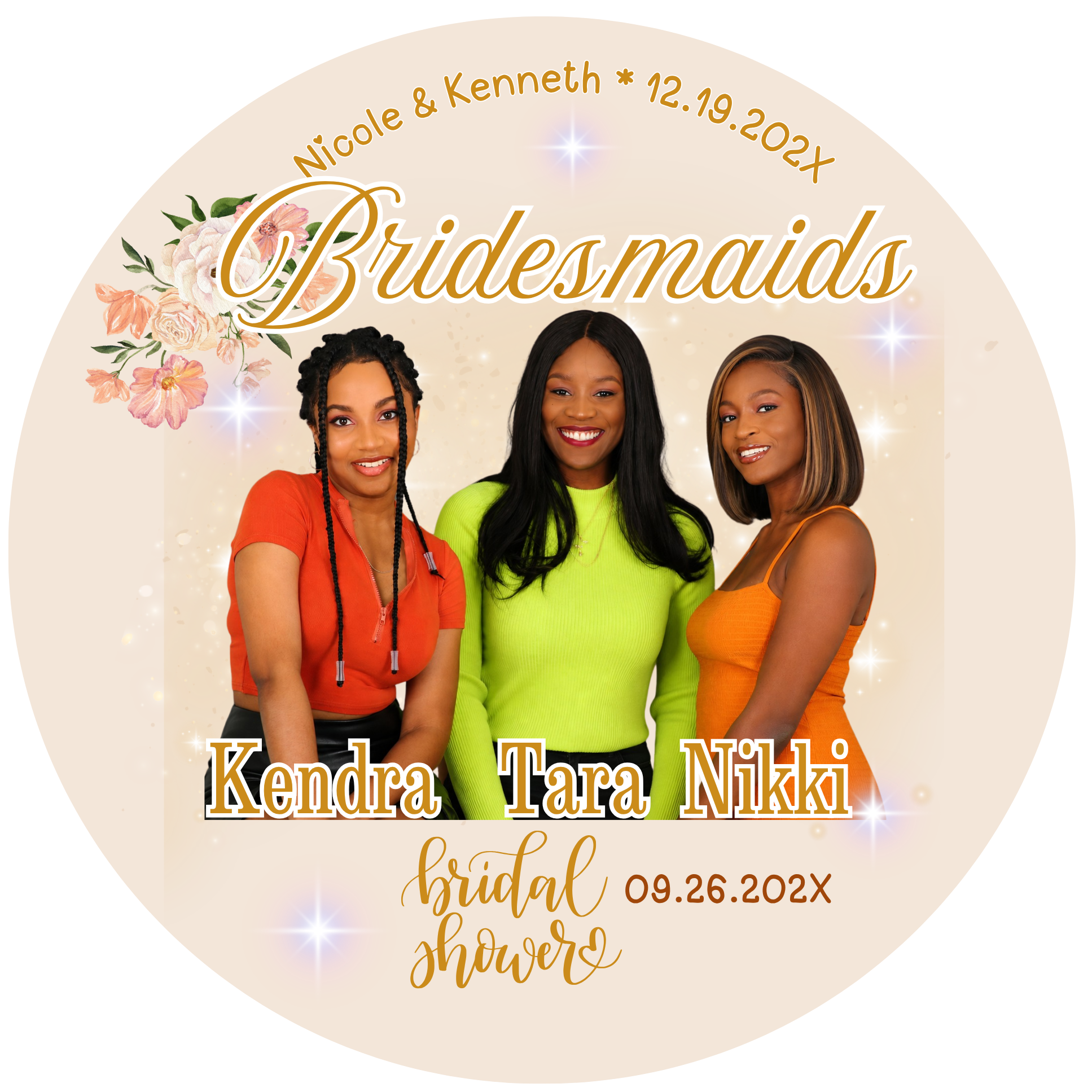 Wedding Photo Buttons Bridesmaid