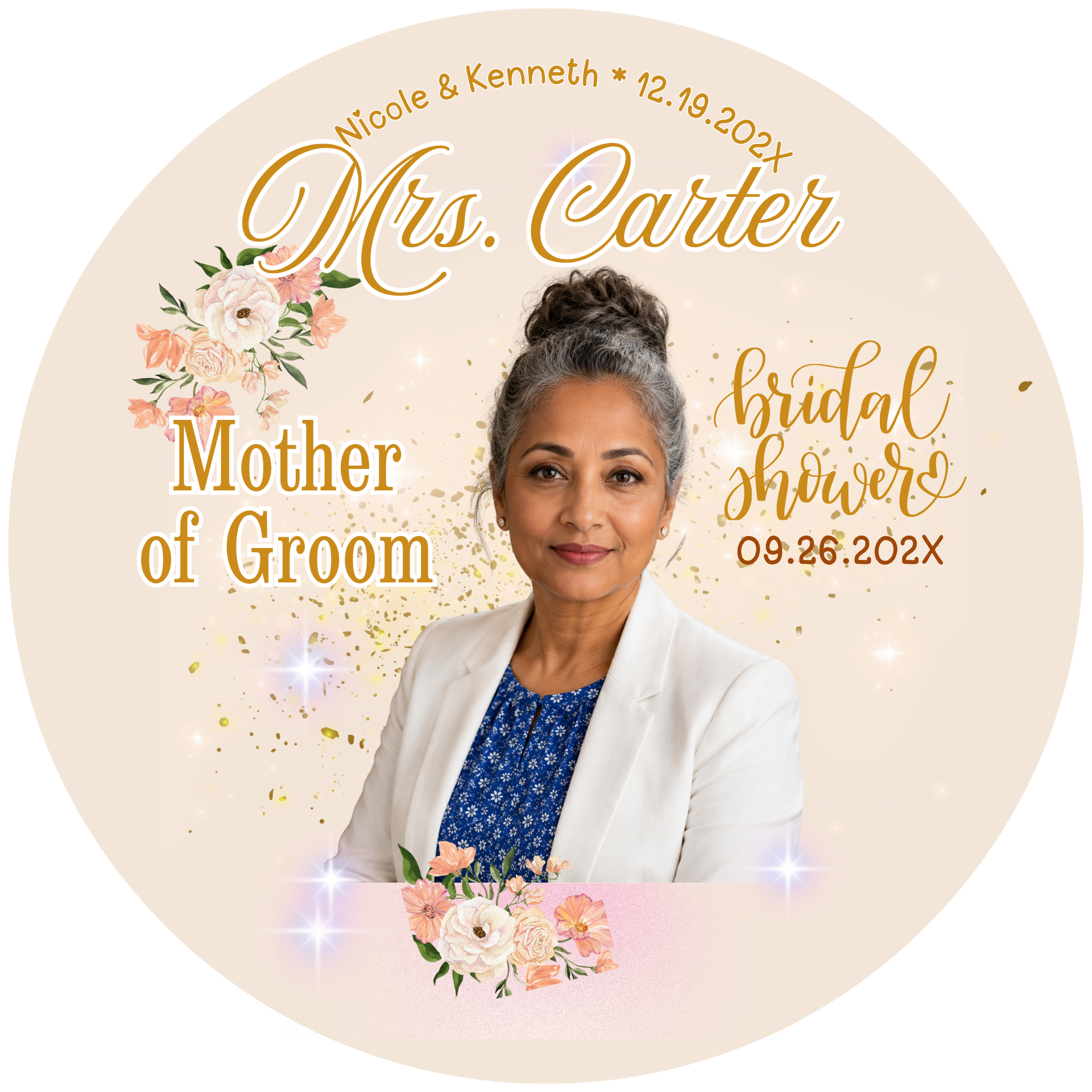 Wedding Photo Buttons Mother of Groom