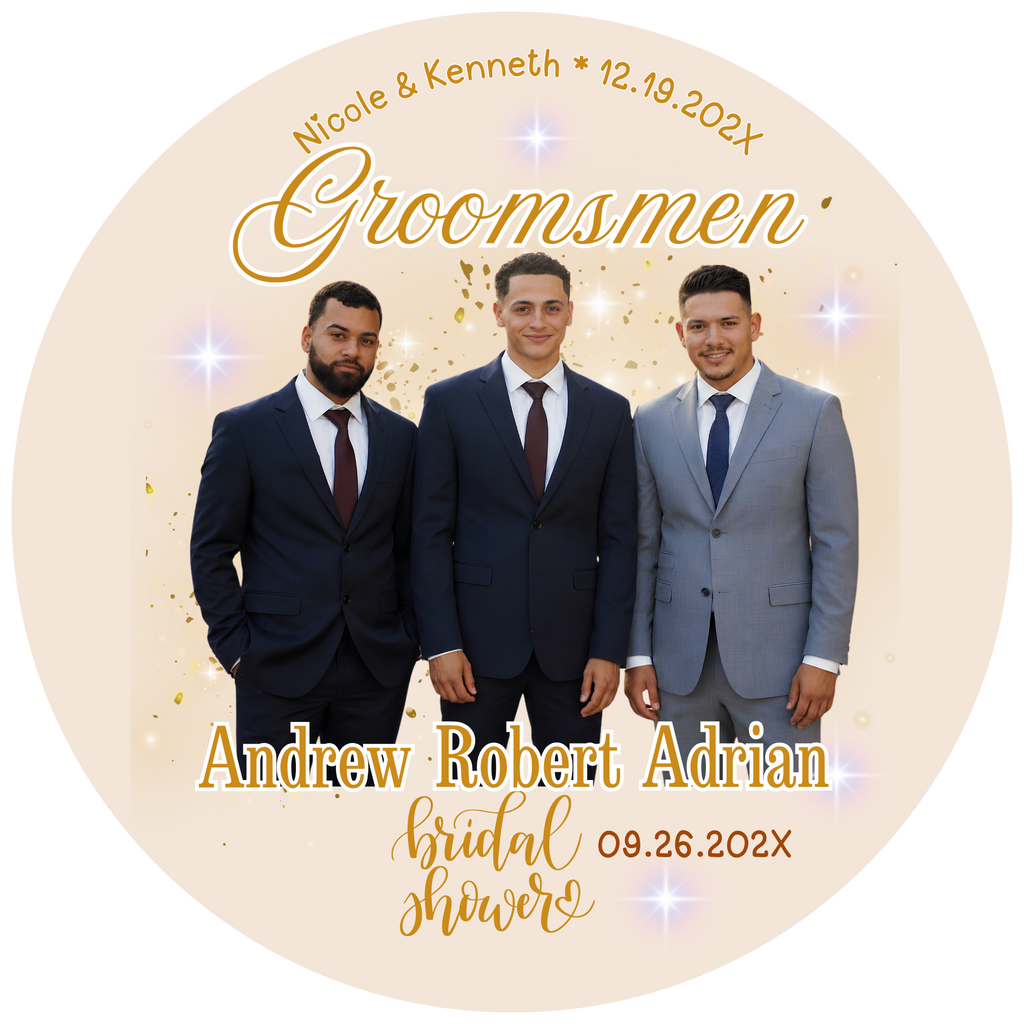Wedding Photo Buttons Groomsmen