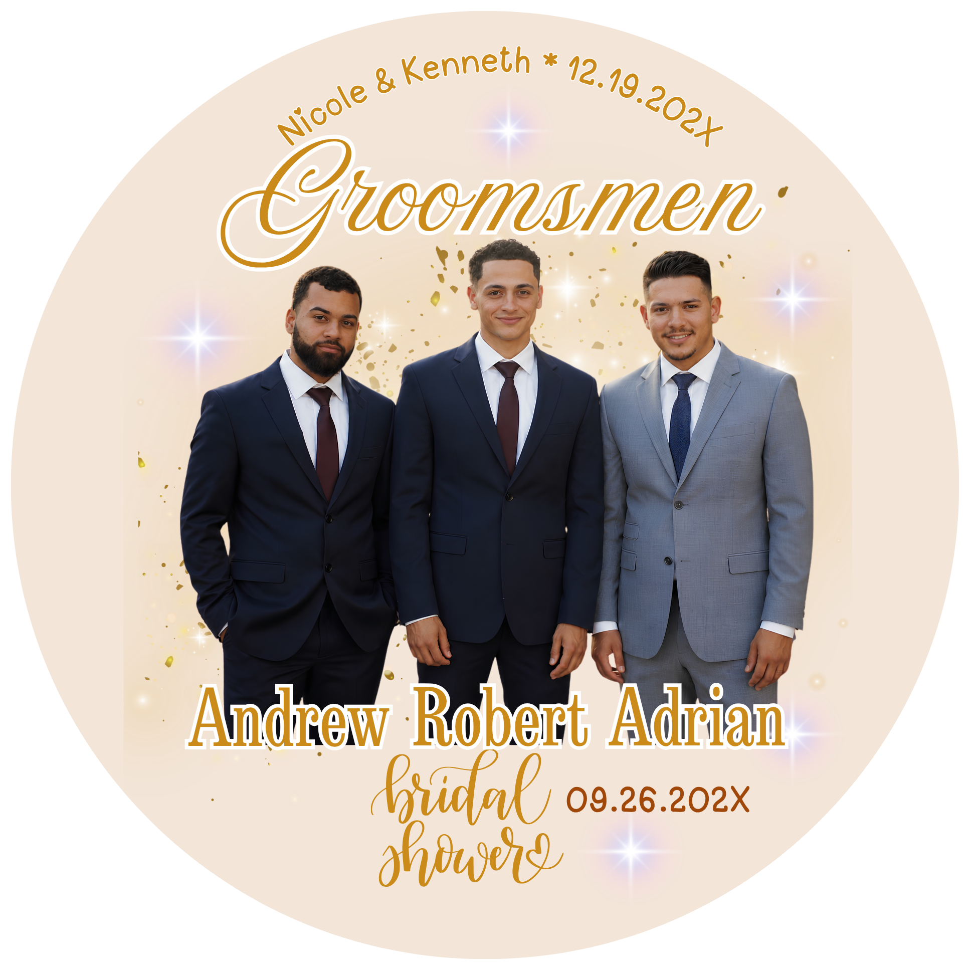 Wedding Photo Buttons Groomsmen