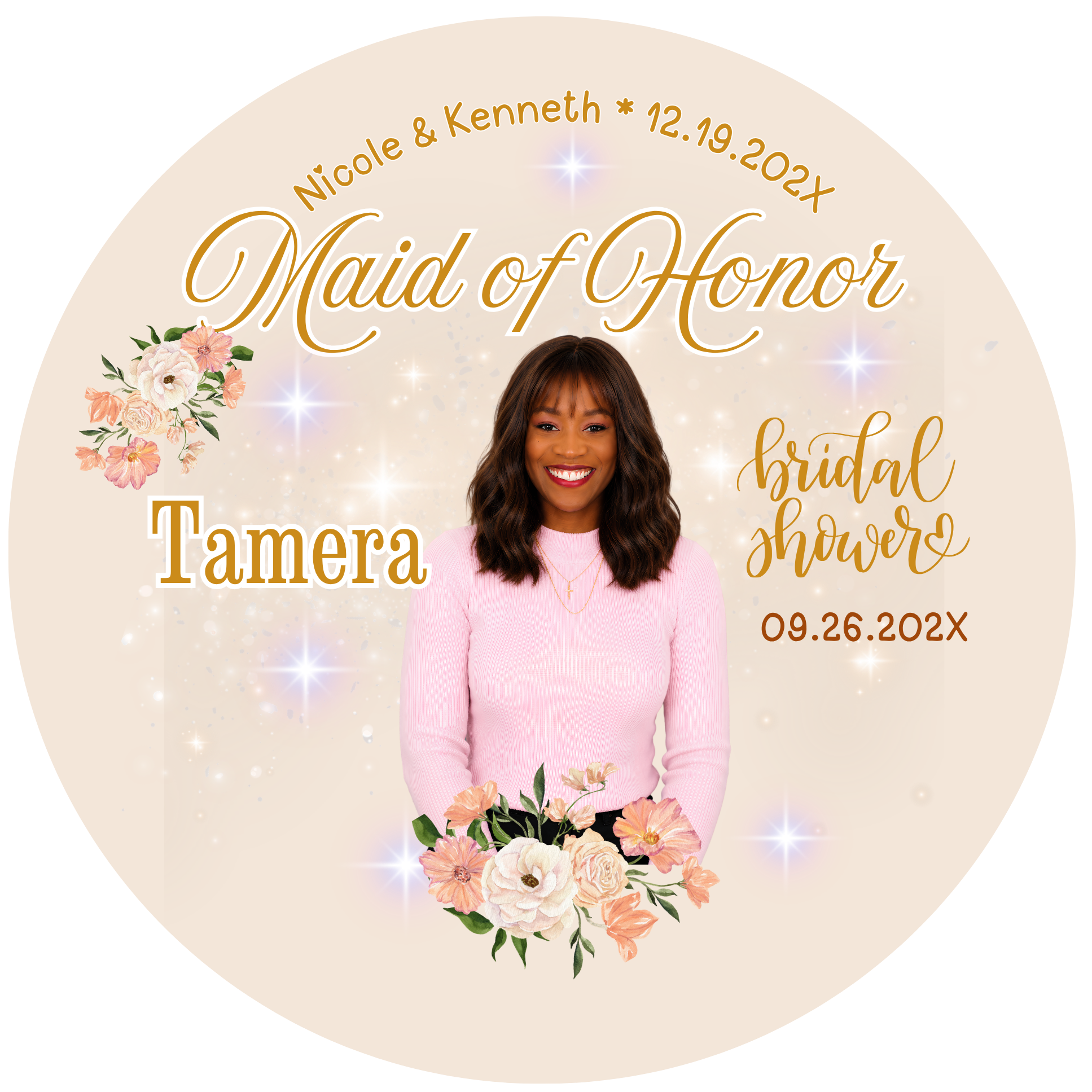 Wedding Photo Buttons Maid of Honor