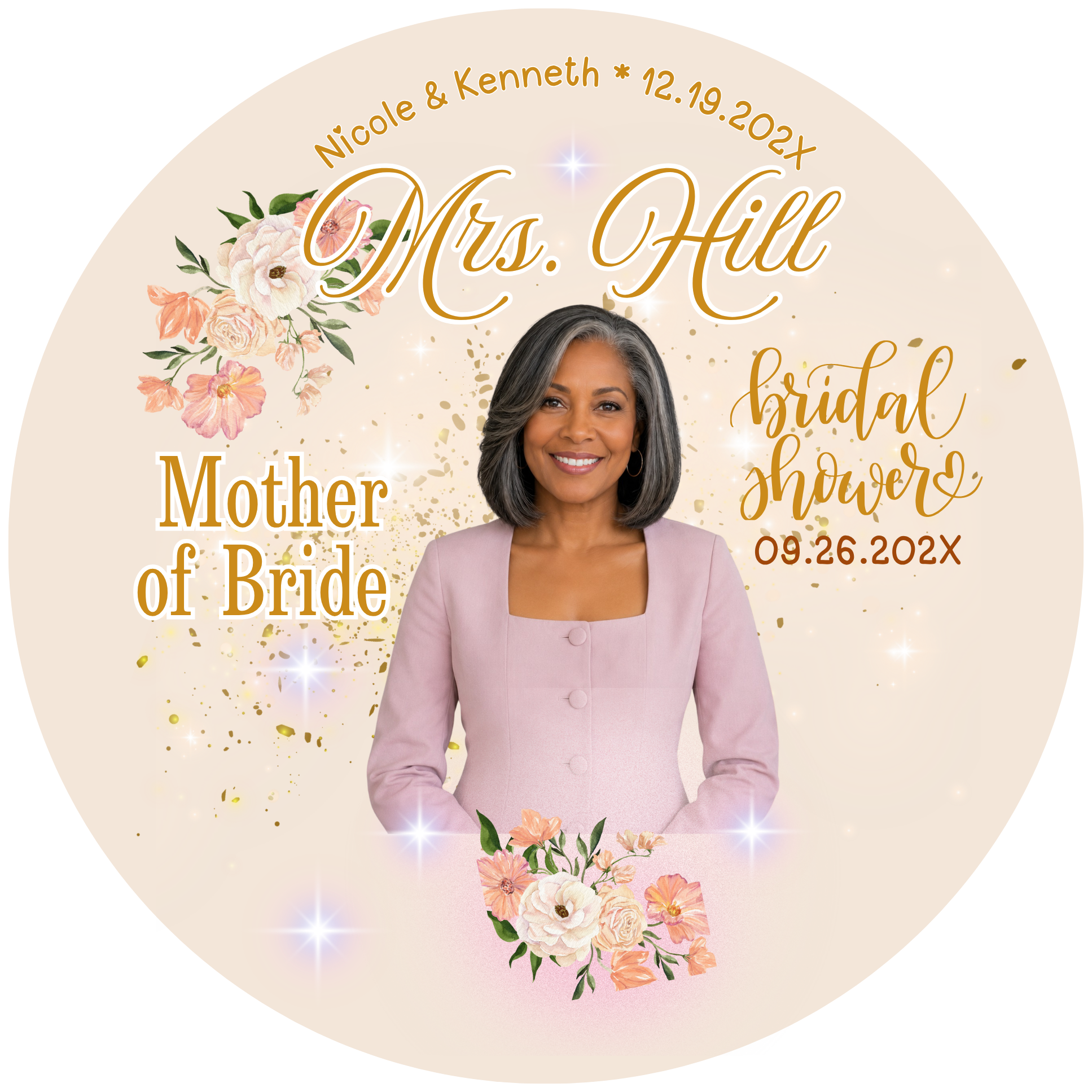 Wedding Photo Buttons Mother of Bride