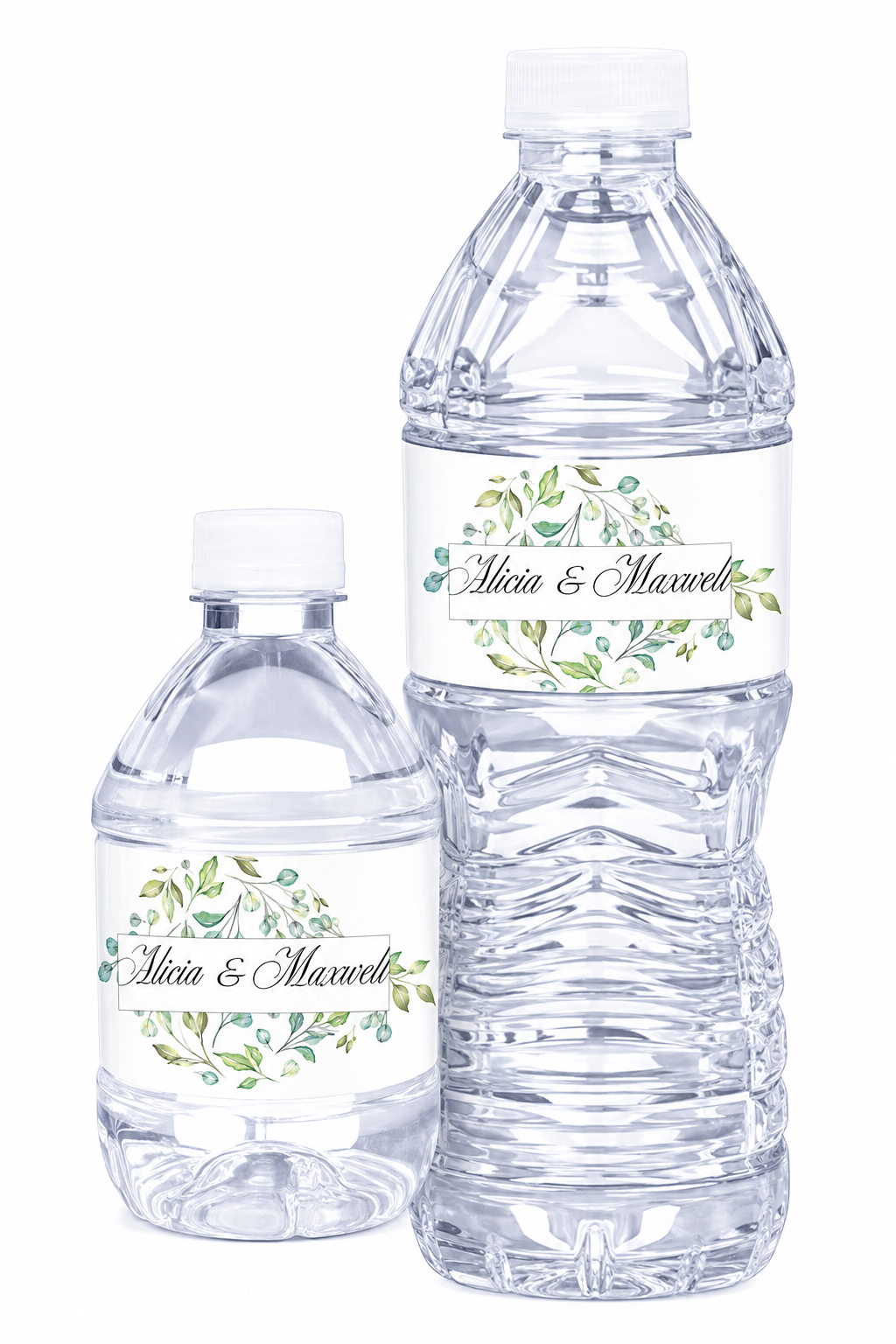 Custom Wedding Water Bottle Stickers Labels Greenery Set of 50